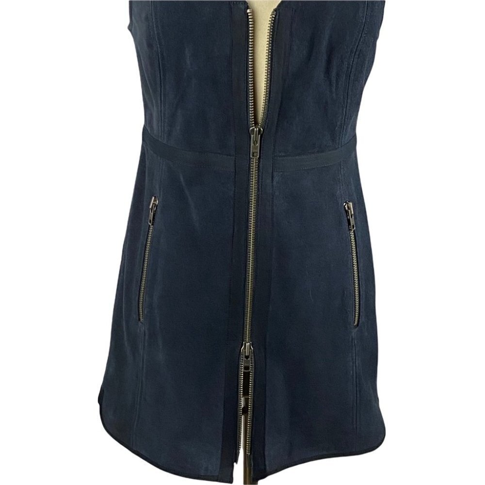 FREE PEOPLE Navy SUEDE Zip Dress / Tunic Top M - Picture 6 of 11